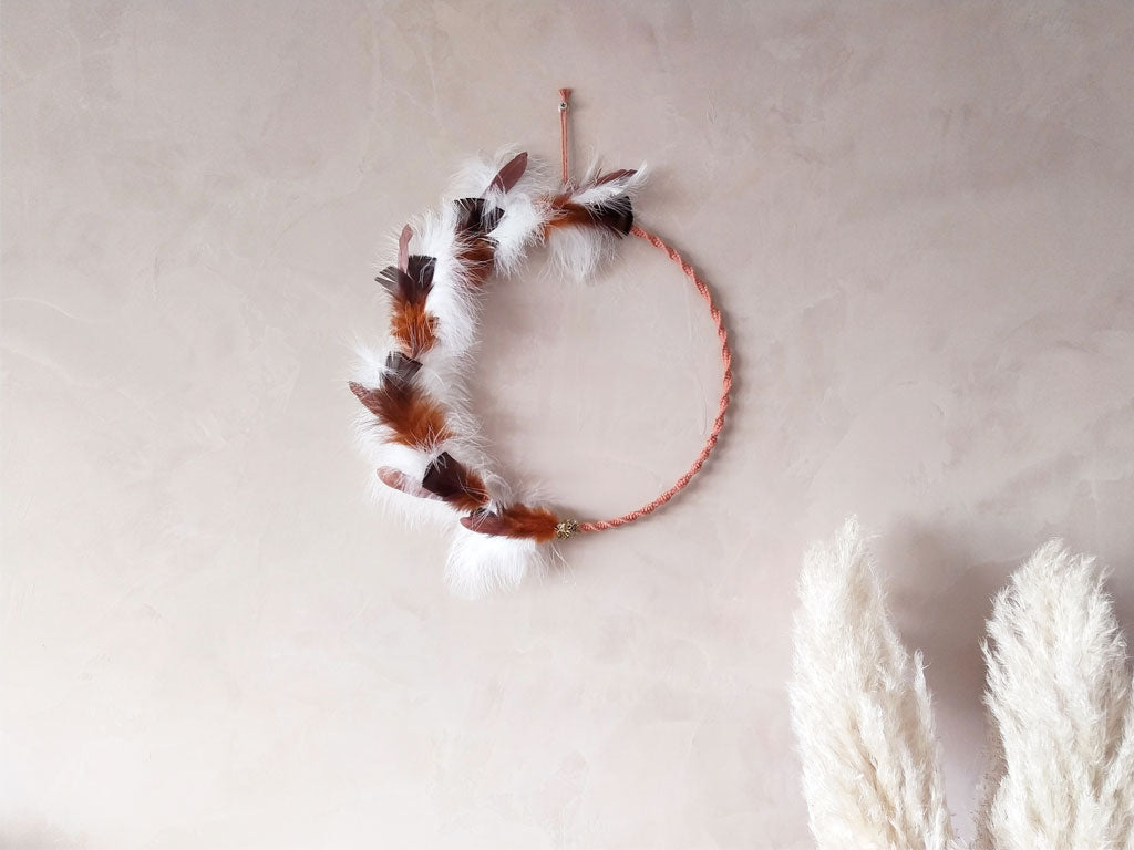 Cercle macramé et plumes Nokomis déco pour Swyt